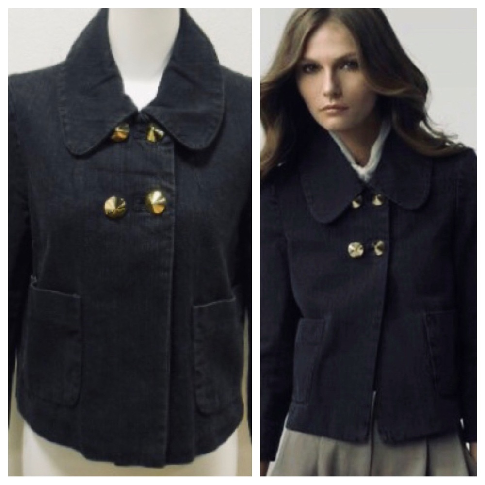 3.1 Phillip Lim Cropped Denim Jacket w Gold Studs